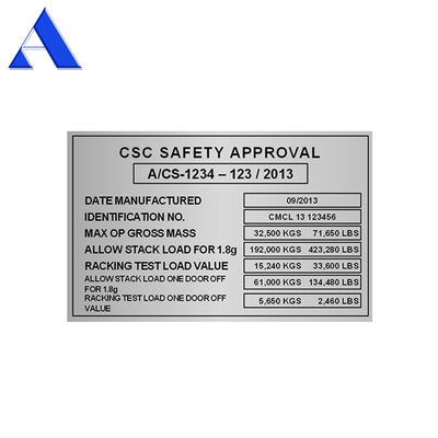 Plaque CSC en acier inoxydable pour les pièces de conteneurs de 20' et la prévention de la corrosion dans les conteneurs de transport ISO