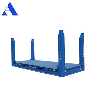 Container à étagère plate de 20 pieds avec logo de couleur personnalisée certifié CSC Corten Steel Fixed Corner Post et approbation BV GL ABS