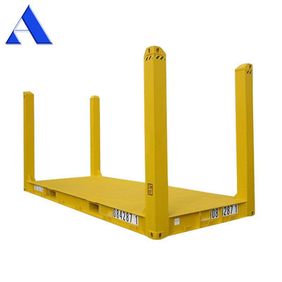 Container à étagère plate de 20 pieds avec logo de couleur personnalisée certifié CSC Corten Steel Fixed Corner Post et approbation BV GL ABS