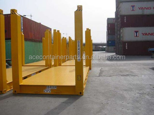 Container à étagère plate de 20 pieds avec logo de couleur personnalisée certifié CSC Corten Steel Fixed Corner Post et approbation BV GL ABS