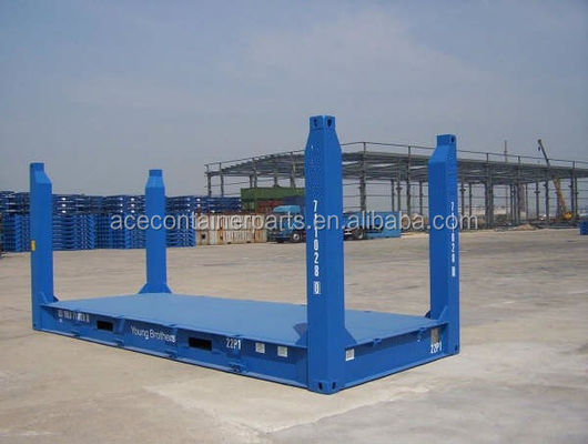 Container à étagère plate de 20 pieds avec logo de couleur personnalisée certifié CSC Corten Steel Fixed Corner Post et approbation BV GL ABS