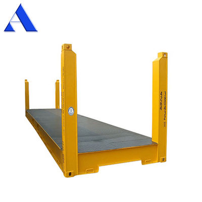 Équipement de transport Conteneur à étagère plate de 40 pieds avec poste d'angle en acier fixe Charge utile maximale 47370KGS Certifié ISO