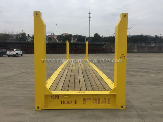 Équipement de transport Conteneur à étagère plate de 40 pieds avec poste d'angle en acier fixe Charge utile maximale 47370KGS Certifié ISO
