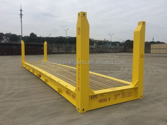 Équipement de transport Conteneur à étagère plate de 40 pieds avec poste d'angle en acier fixe Charge utile maximale 47370KGS Certifié ISO