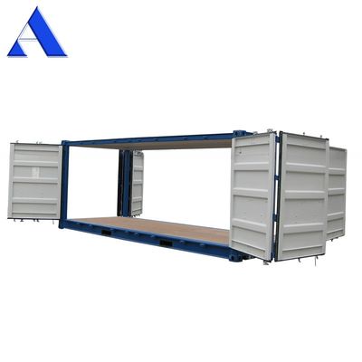 Container de transport à sec ouvert de 20 pieds avec une porte latérale ouverte et un sol en acier