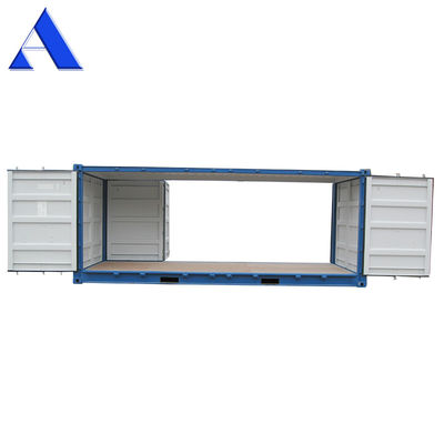 Container de transport à sec ouvert de 20 pieds avec une porte latérale ouverte et un sol en acier