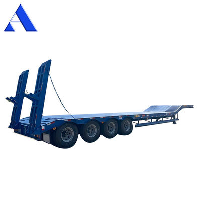12489 x 2480 x 1530 mm 2/3 essieux d'acier au carbone extensible à plat bas Lowboy semi-remorque à plat pour une charge utile maximale de 20 à 100 tonnes