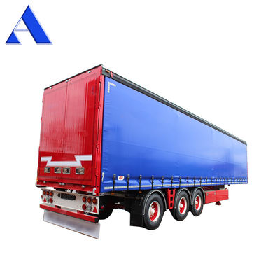 11R22.5 Pneus à 3 essieux PVC Rideau côté conteneur de transport Shandong 40ft Van Box Semi-remorque avec train de débarquement standard 28Ton