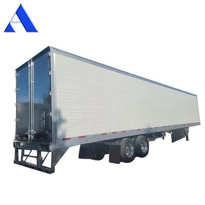 Camion semi-remorque 2 essieux 8 roues 40 pieds 48 pieds 53 pieds lit plat 12R22.5 Pneus isolés Van Reefer acier matériau fer TS16949 Certificat