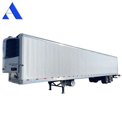 Camion semi-remorque 2 essieux 8 roues 40 pieds 48 pieds 53 pieds lit plat 12R22.5 Pneus isolés Van Reefer acier matériau fer TS16949 Certificat