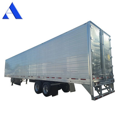 Camion semi-remorque 2 essieux 8 roues 40 pieds 48 pieds 53 pieds lit plat 12R22.5 Pneus isolés Van Reefer acier matériau fer TS16949 Certificat