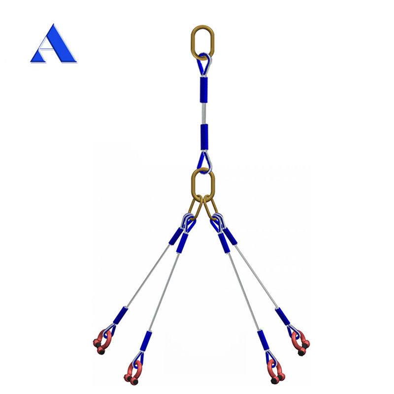 DNV 2.7-1 Sling de câble en acier standard à 5 pattes type œil de levage œil inversé pour la vente de conteneurs offshore
