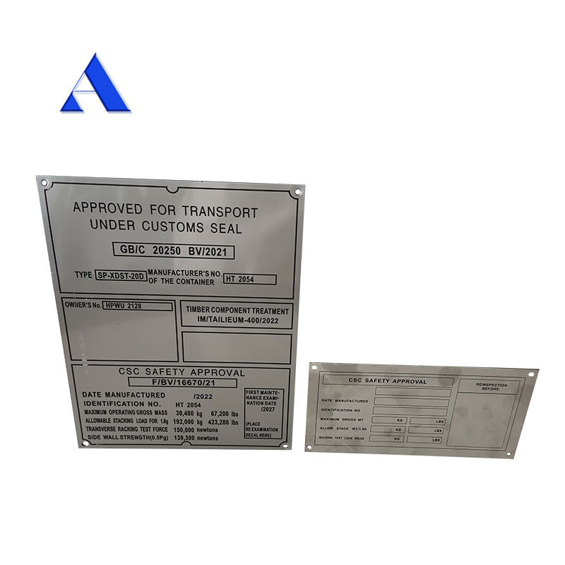 Plaque CSC en acier inoxydable pour les pièces de conteneurs de 20' et la prévention de la corrosion dans les conteneurs de transport ISO