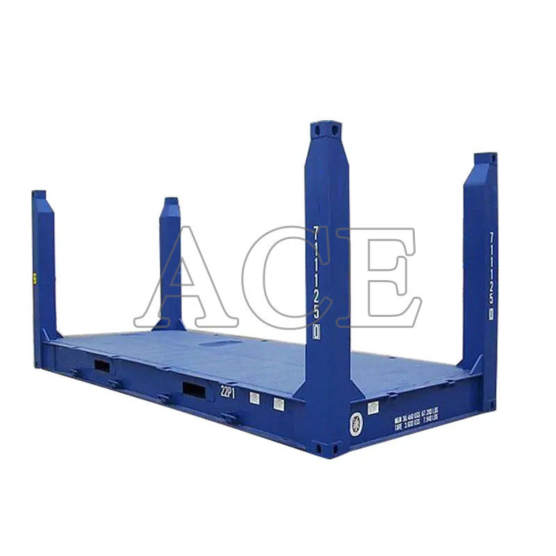 Container à étagère plate de 20 pieds avec logo de couleur personnalisée certifié CSC Corten Steel Fixed Corner Post et approbation BV GL ABS