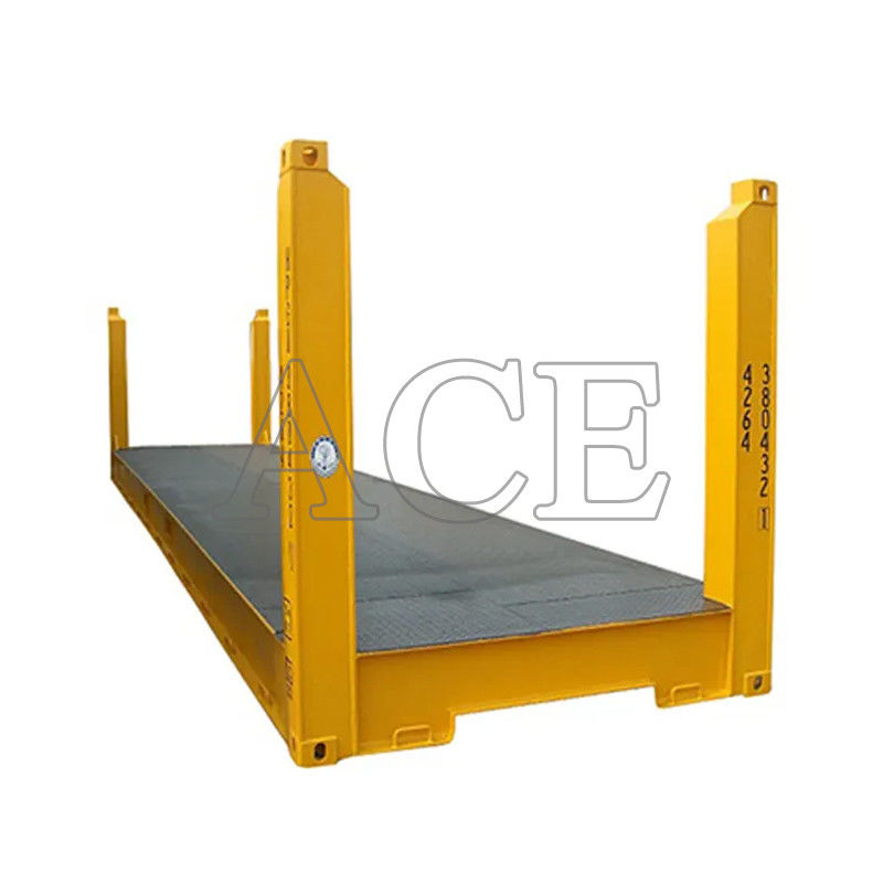 Équipement de transport Conteneur à étagère plate de 40 pieds avec poste d'angle en acier fixe Charge utile maximale 47370KGS Certifié ISO