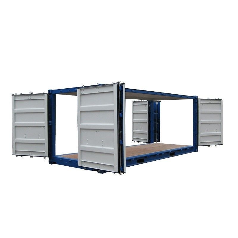 Container de transport à sec ouvert de 20 pieds avec une porte latérale ouverte et un sol en acier