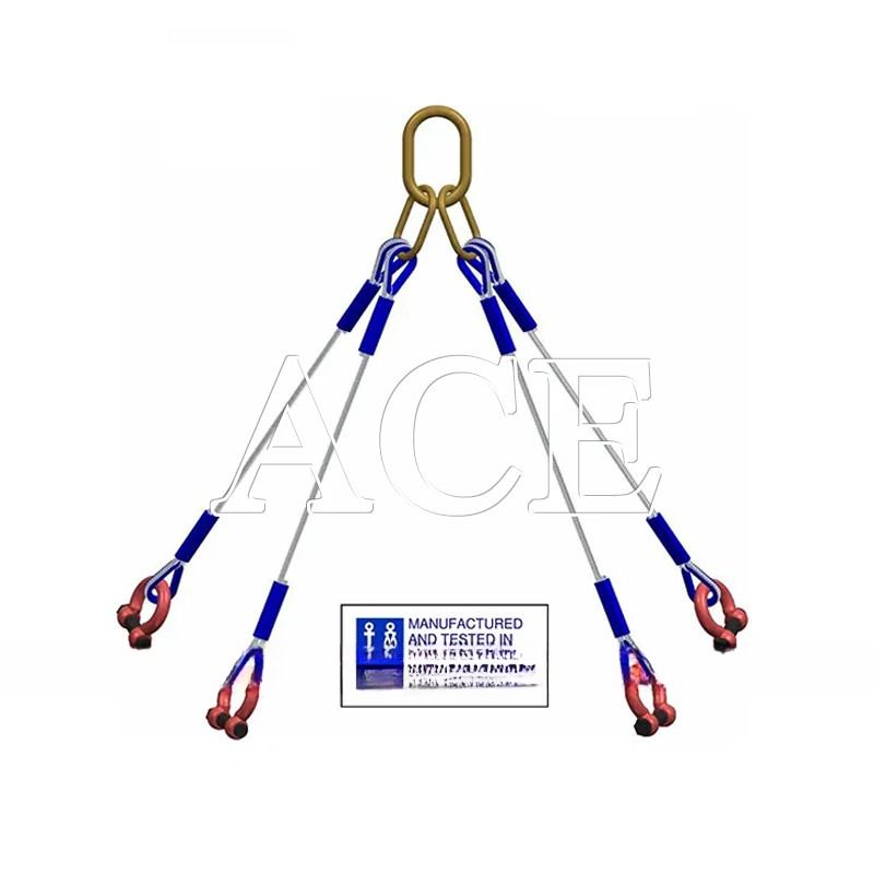 Capacité de levage de 10 tonnes Cable galvanisé à fourche à 4 pattes Conteneur offshore Cable en acier revêtu de fil de fer Sling DNV 2.7-1 Standard