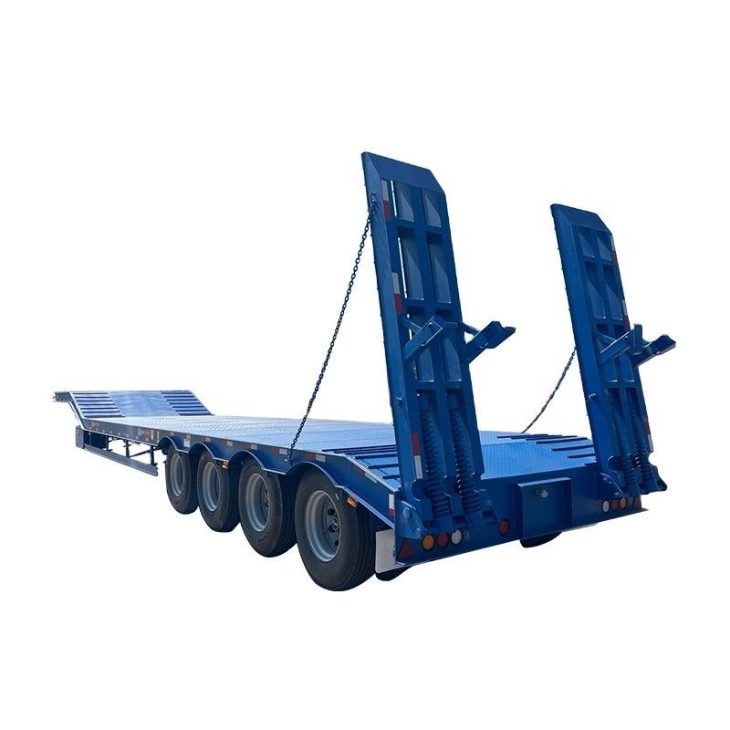 12489 x 2480 x 1530 mm 2/3 essieux d'acier au carbone extensible à plat bas Lowboy semi-remorque à plat pour une charge utile maximale de 20 à 100 tonnes
