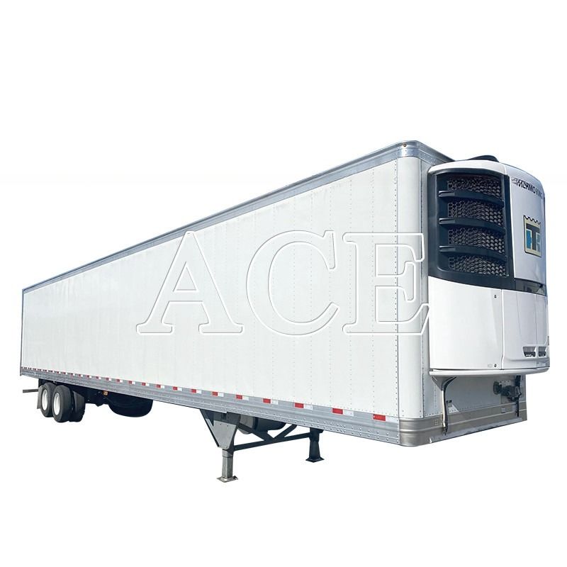 Camion semi-remorque 2 essieux 8 roues 40 pieds 48 pieds 53 pieds lit plat 12R22.5 Pneus isolés Van Reefer acier matériau fer TS16949 Certificat